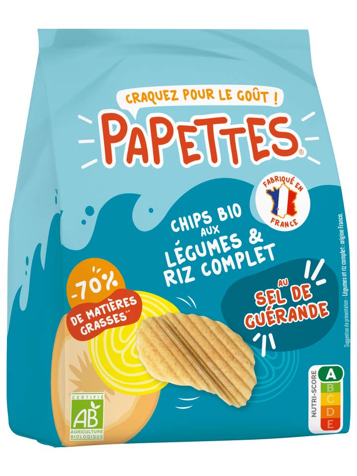 BIO chips with vegetables and brown rice, Guérande salt - 70g for wholesale by Papettes
