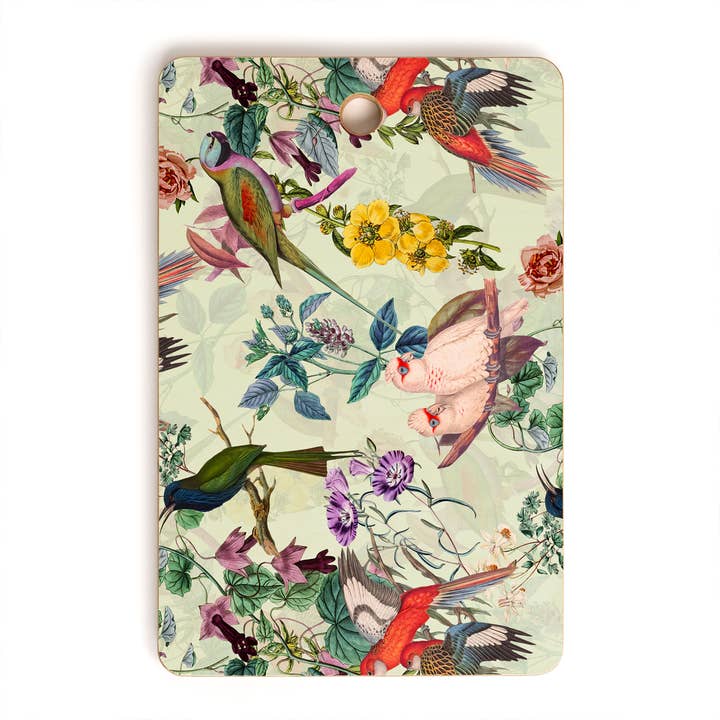 Burcu Korkmazyurek Floral and Birds Cutting Board Rectangle for wholesale by Deny Designs