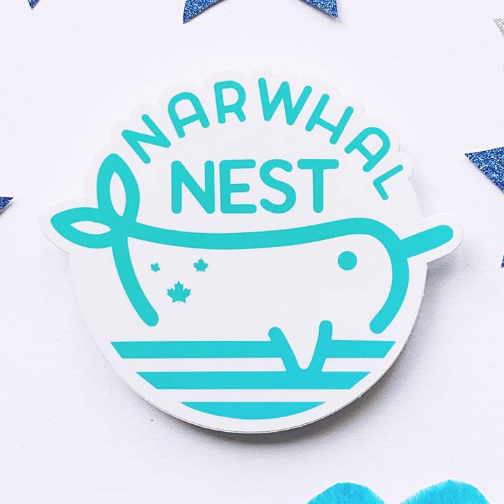 Adesivo fustellato Narwhal Teal per la vendita all'ingrosso da parte di Narwhal Nest