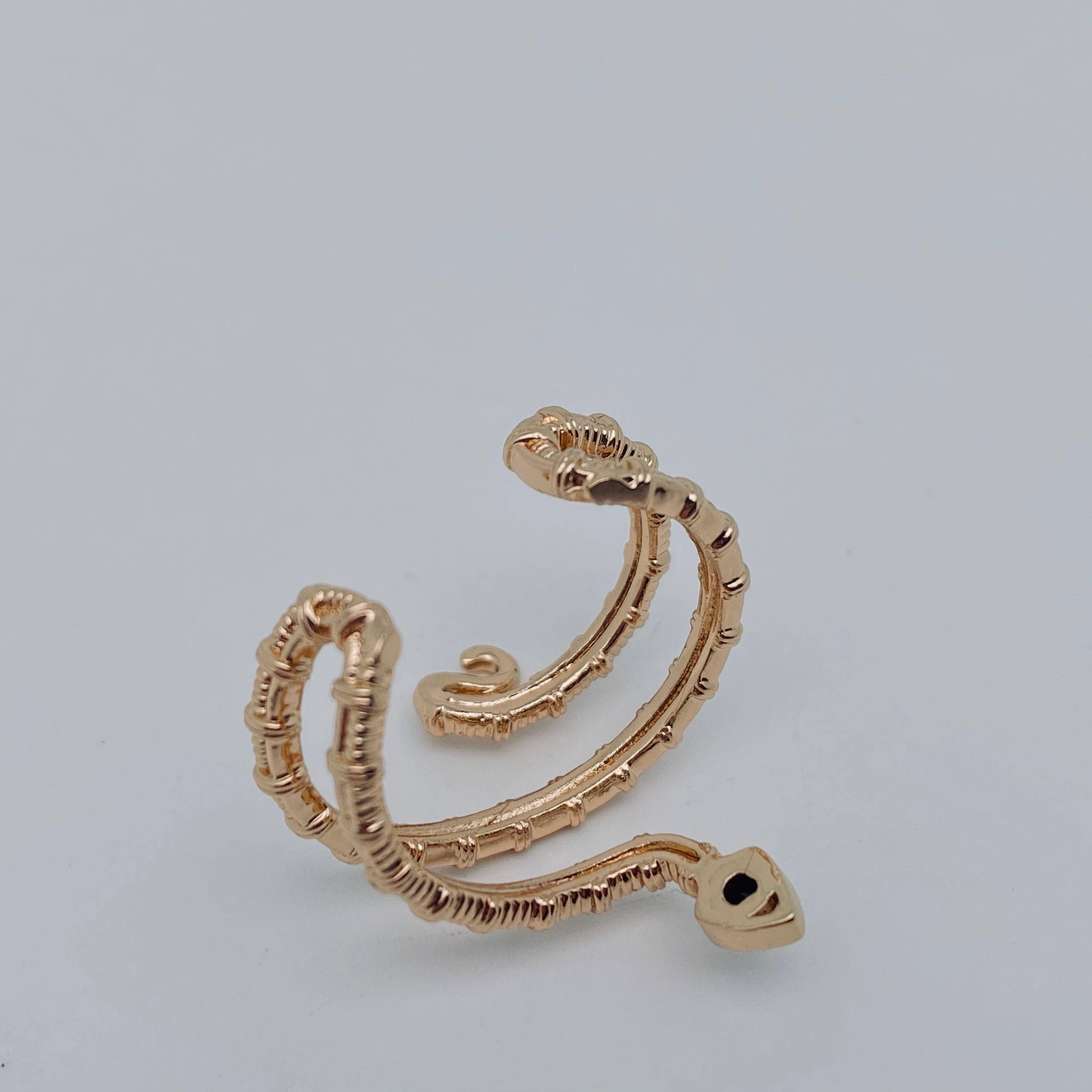 Gold Copper Microinlaid Cubic Zirconia Snake Ring for wholesale on Faire2