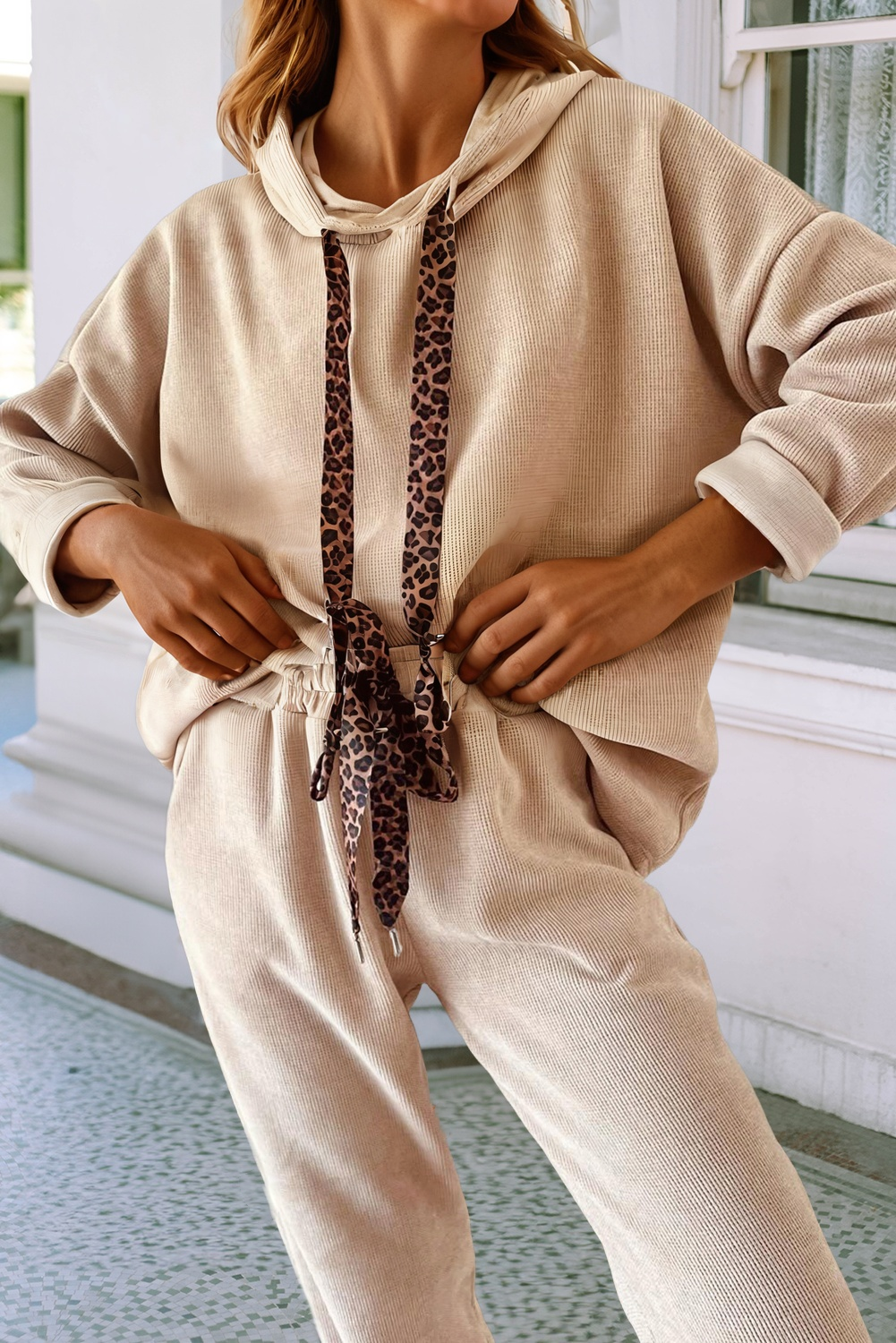 Little Daisy Closet - Wholesale Lounge Set - Women's -  LDC Lace Drawstring Pullover Hoodie and Pants Corduroy Suit4