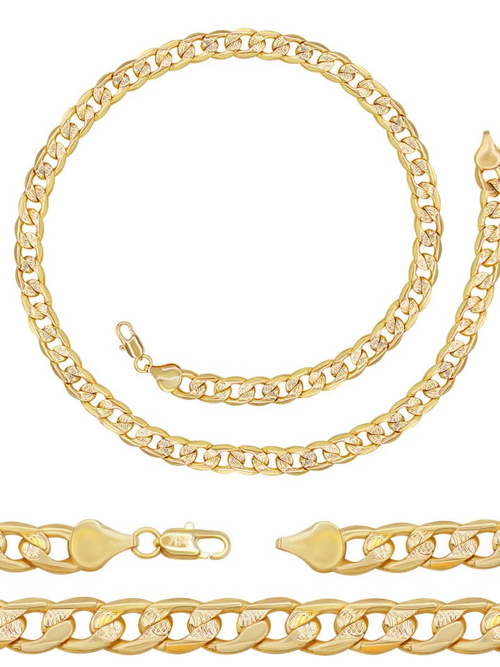 Diamond Cut Cuban Link Chain 14K Gold Filled Necklace 24" for wholesale by Sun Imperial