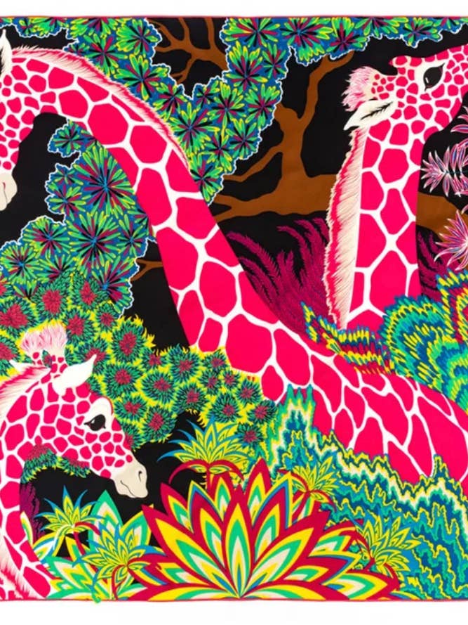 Designer inspired silk giraffe rolled hem scarf for wholesale by Baubles by Maggi