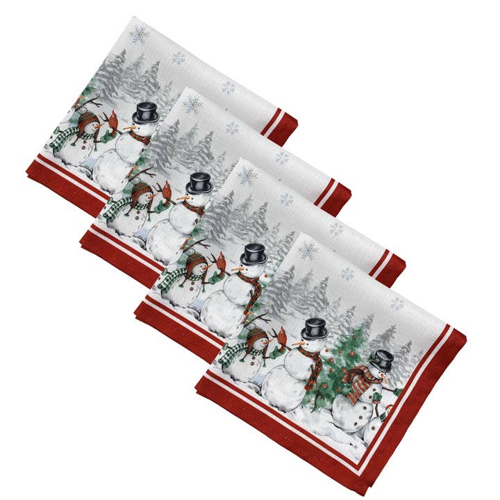 Snowman Winterland Holiday Snowflake Napkin, Set of 4 -17x17 for wholesale by Threadmade Home