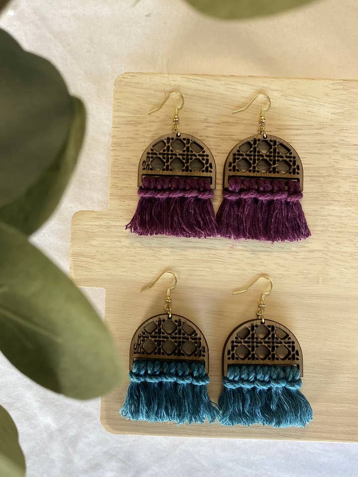 Macrame örhängen trä rotting för wholesale av Sun Up 2 Sun Down Creations