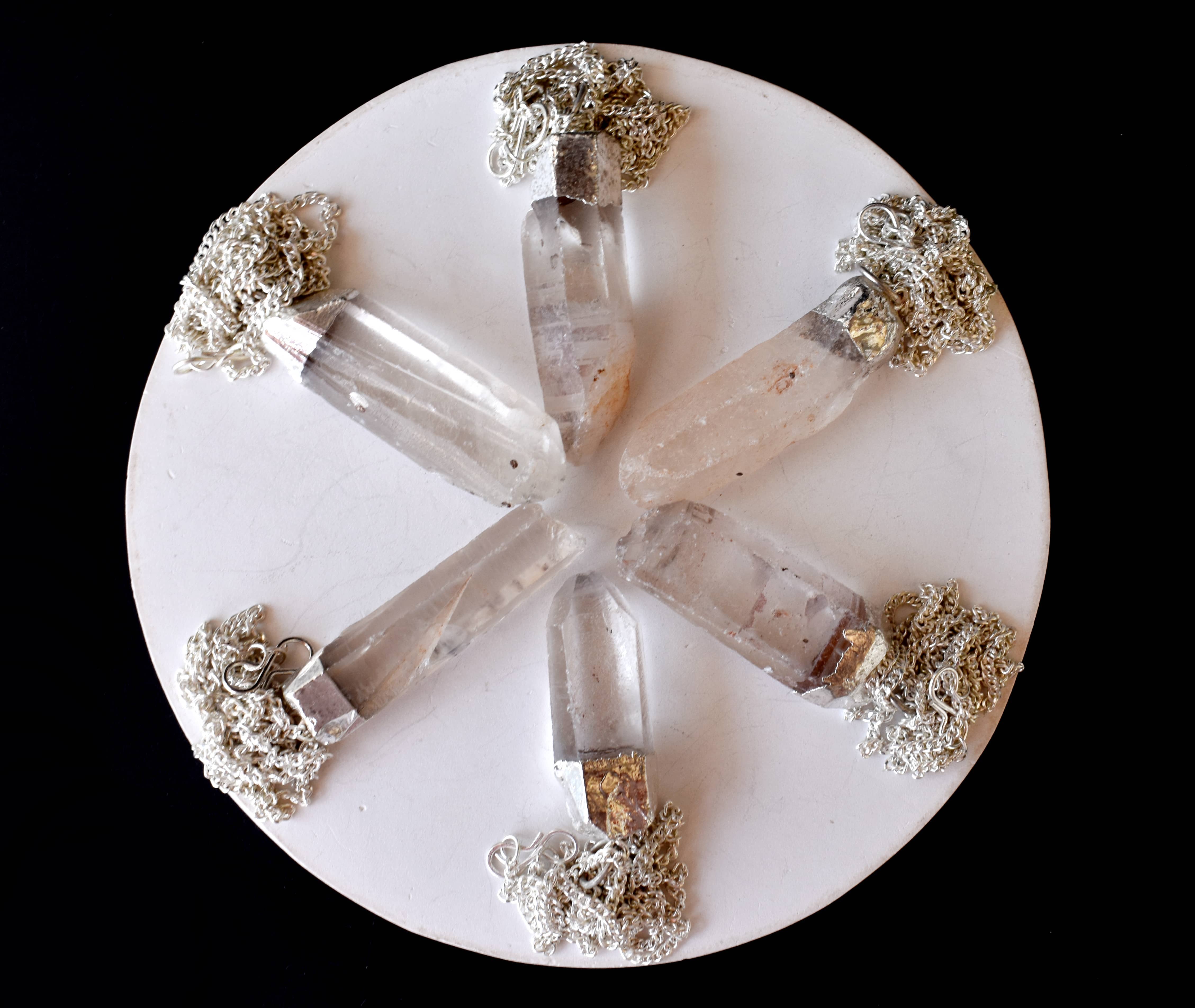 Soothing Crystals - Vendita all'ingrosso Collana con ciondolo/pendaglio - Ciondolo in Cristallo Grezzo | Quarzo Ialino | Argento Elettroplaccato5