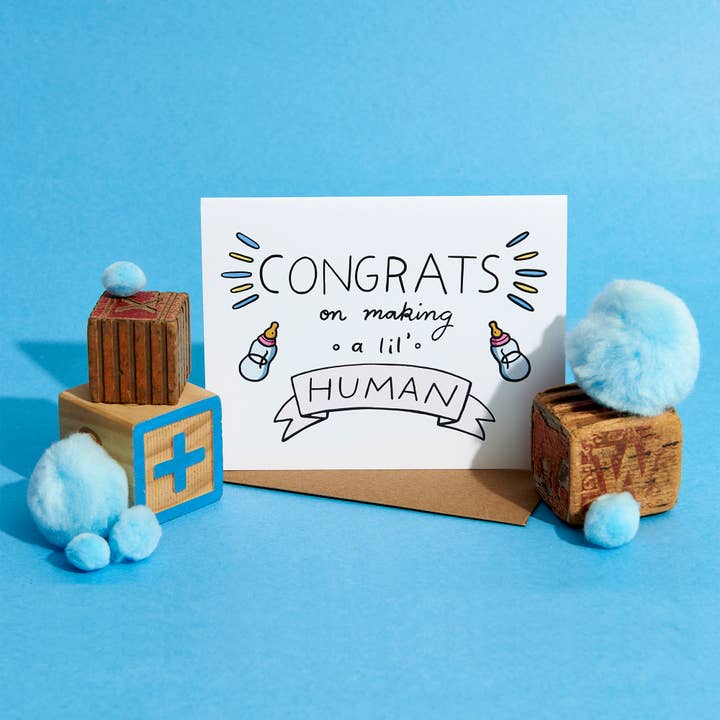 Lil' Human - Congratulations Baby Card for wholesale by Aviate Press