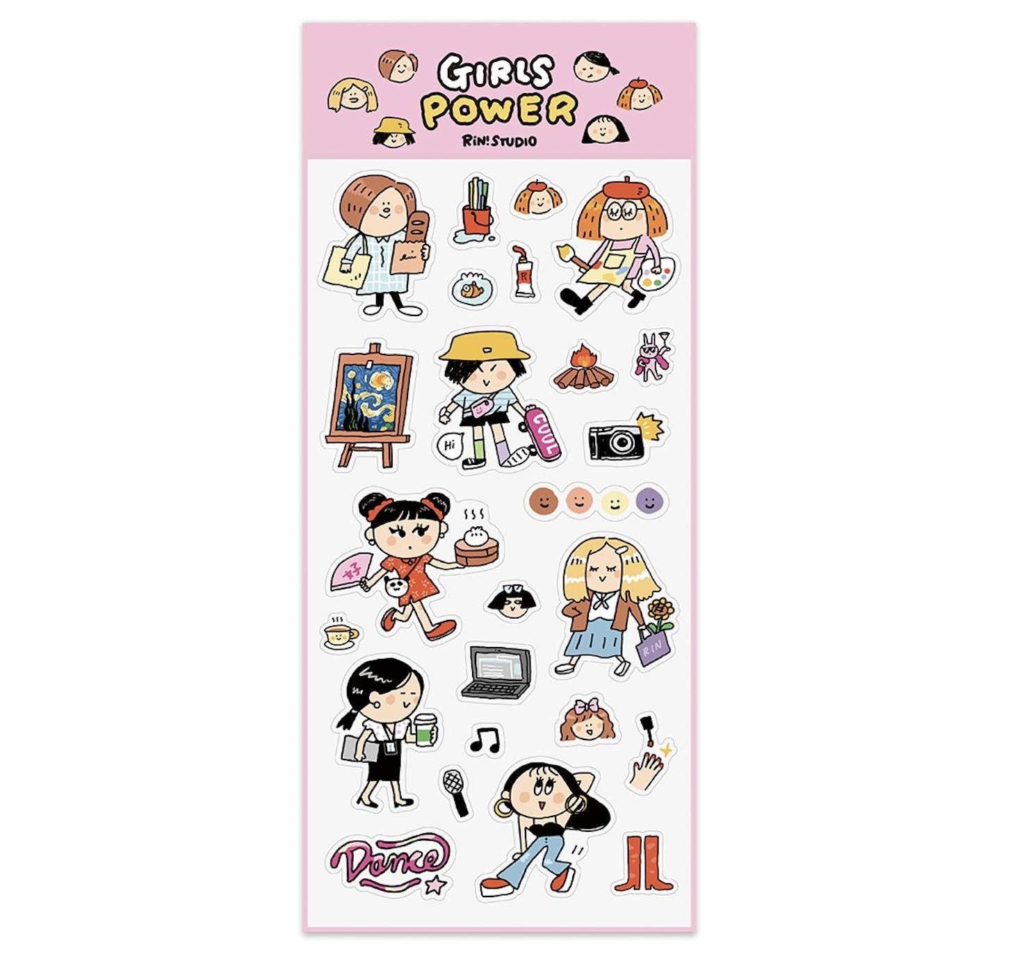 RiN! Studio US – wholesale Sticker – Girls Power PVC Stickers: RiN Studio Original2