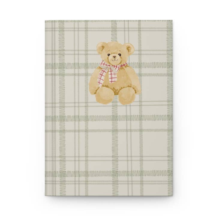 Ours en peluche vert clair sur journal à couverture rigide à carreaux pour la vente par MagicMerchEmporium