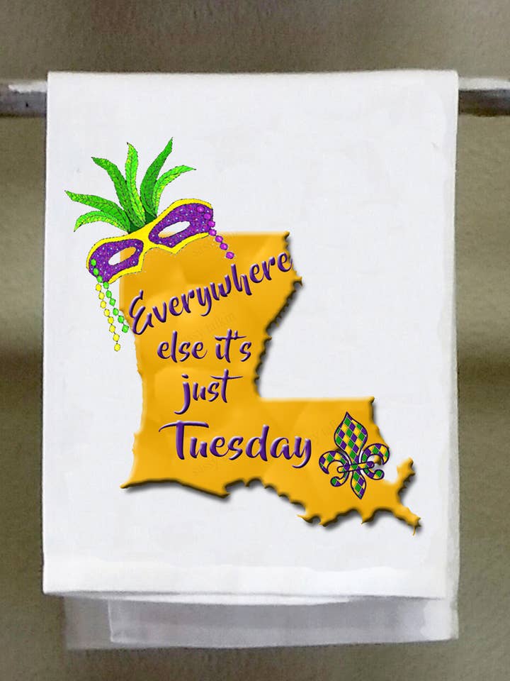 Dish Towel, Mardi Gras, Everywhere Else for wholesale by Sassy Talkin