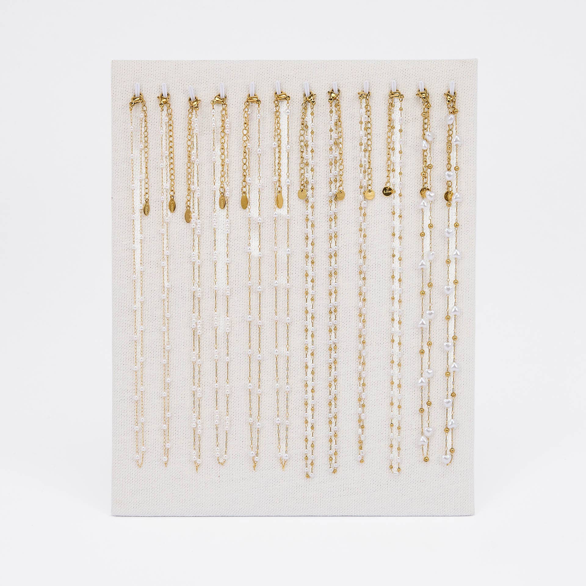 By Sookay - Wholesale Jewelry Stand & Display - Display of 30 chain necklaces, stainless steel & soft pearls