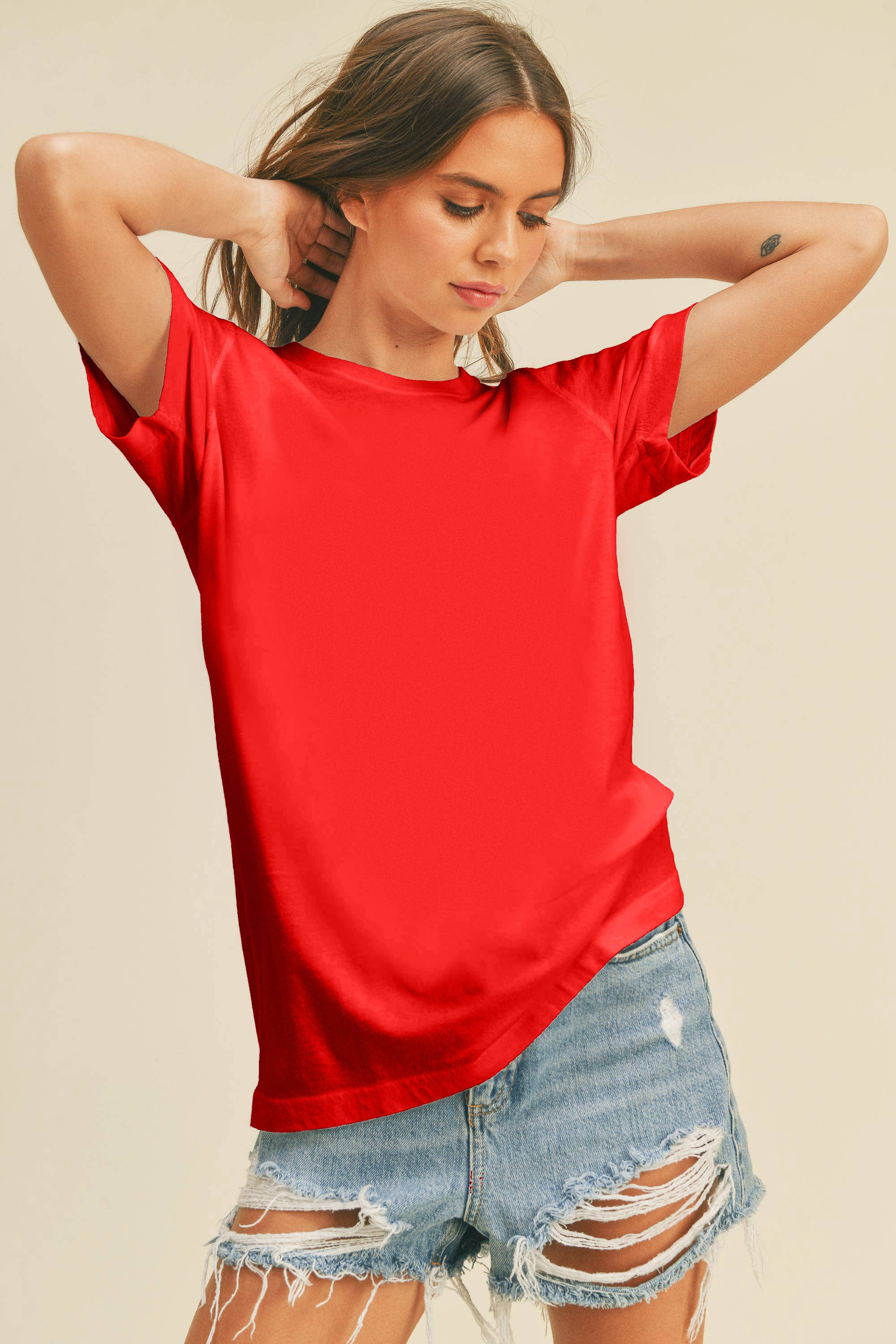 Honestee – wholesale T-shirt (utan tryck) – Dam – Klassisk kortärmad t-shirt utan tryck7