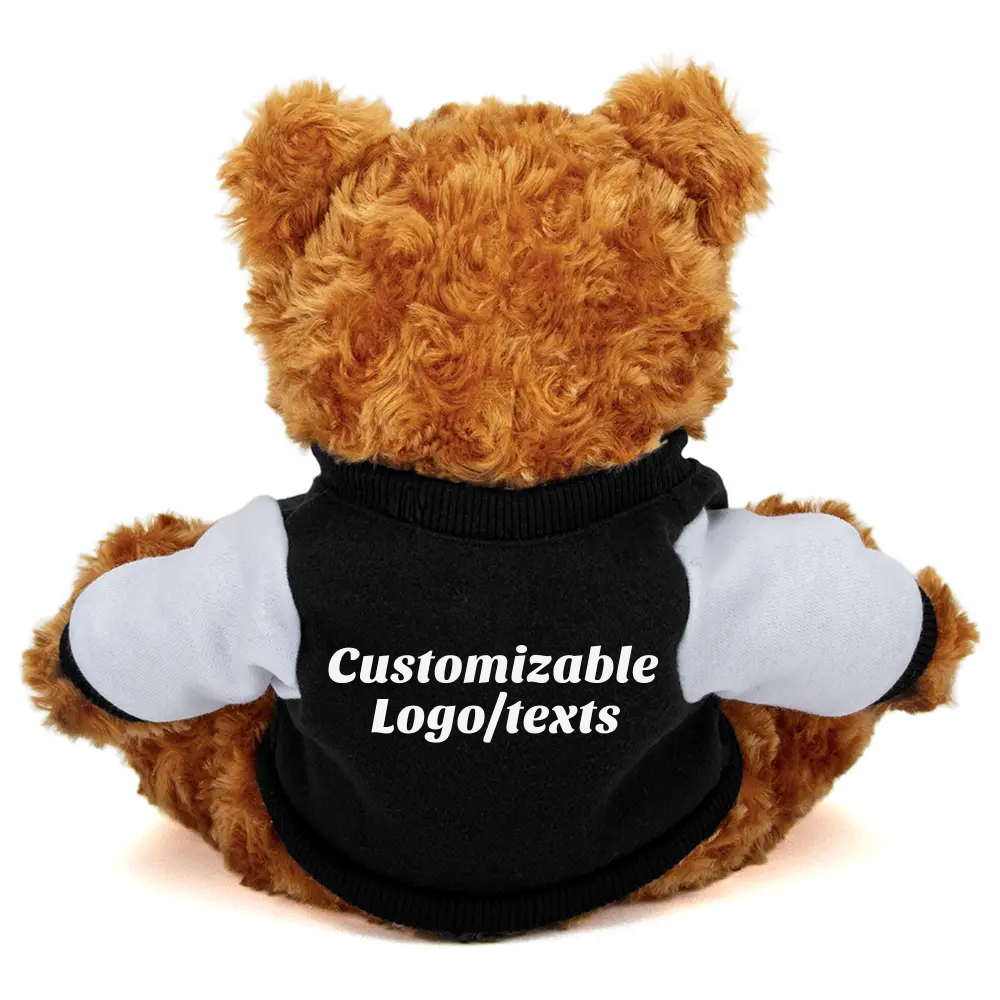 Plushland - Wholesale Stuffed/Plush Toy - Kids & Baby - 11" Customizable Mocha Bear Plush with Custom Varsity Jacket9