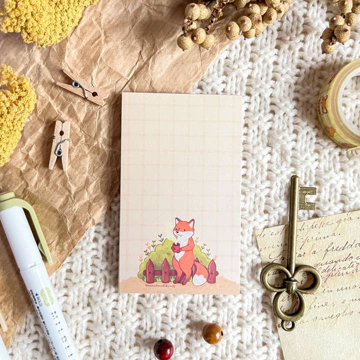 Notepad Mini - Tea Fox for wholesale by annalunakdraws