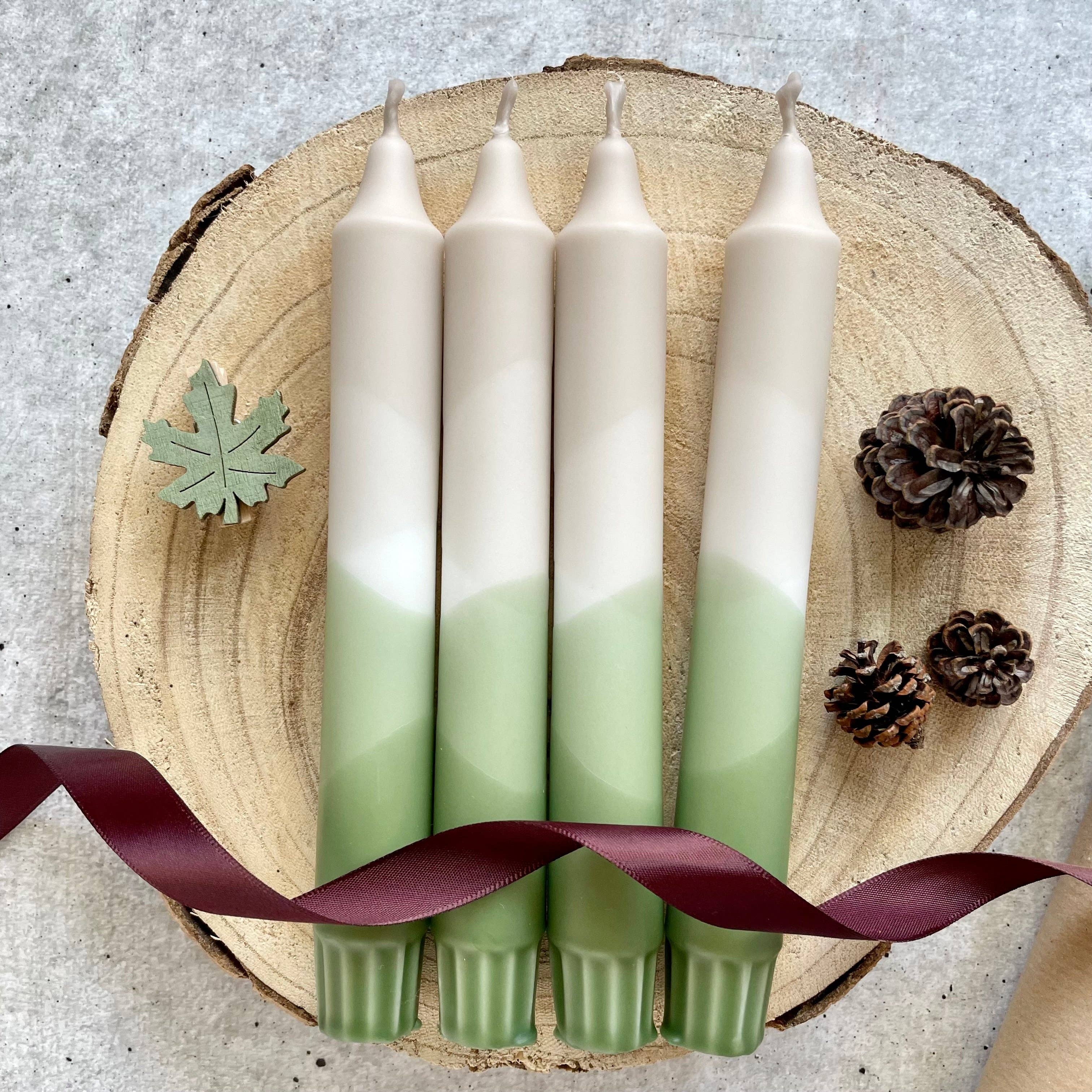 Wolkenreich - Wholesale Tapered Candle/Candlestick - Dip dye candles | beige-olive | set of 42