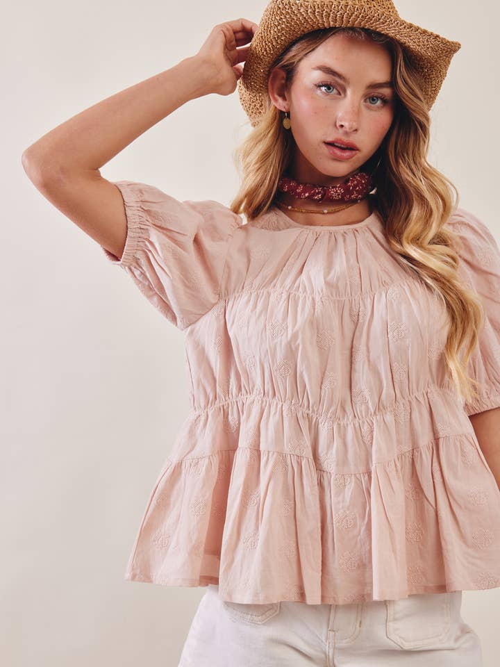 Embroidered Rose Peplum Blouse LT1458 for wholesale by Listicle