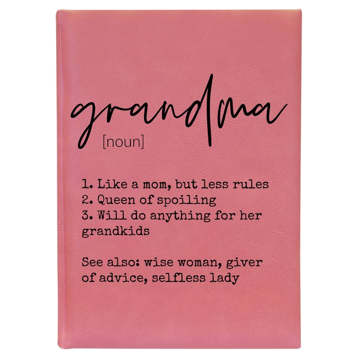 7" Grandma Definition Lined Leatherette Journal - Pink for wholesale by The Purple Chickadee