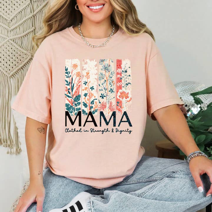 Scripted Pearl - Wholesale Screen Printed T-Shirt - Women's - Proverbs 31 Mama Comfort Color Christian Mother's Day Tshirt