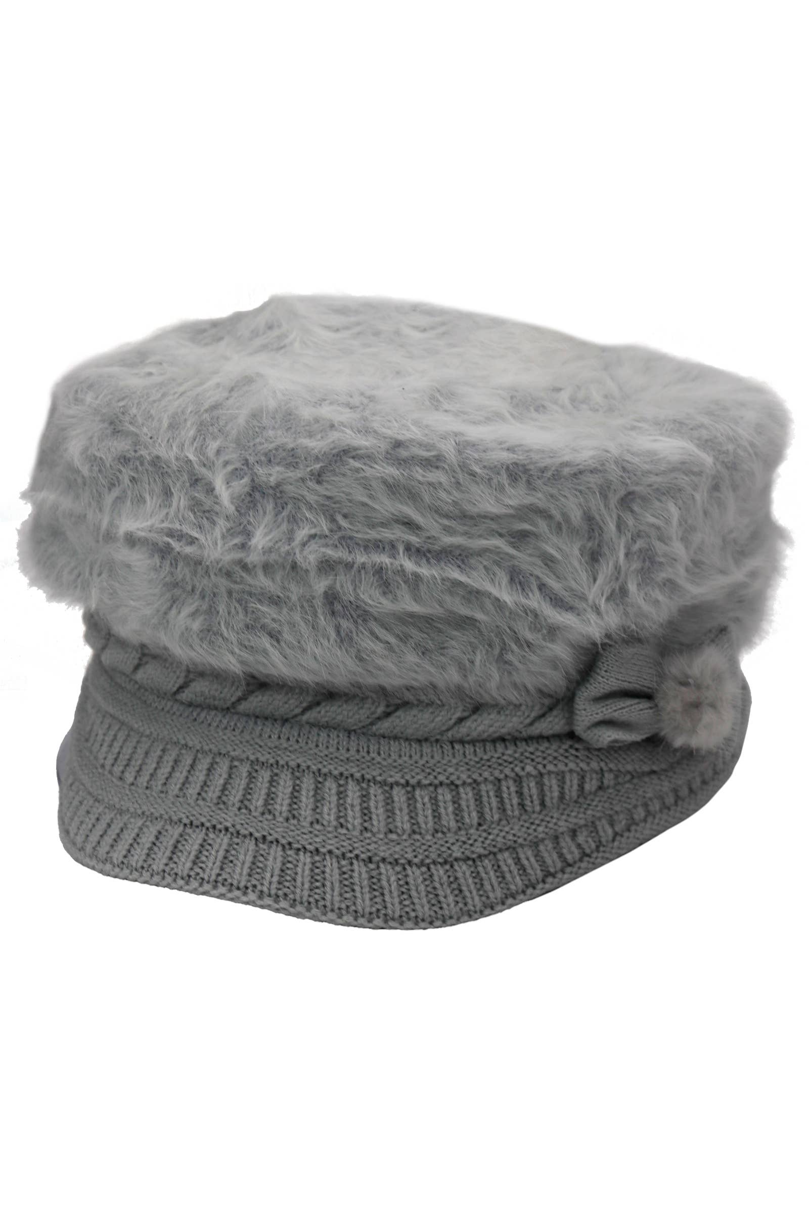Cap Zone - Wholesale Newsboy/Schoolboy Hat - Women's - Vegan Angora Fur Chevron Knitted Fiddler Cap10