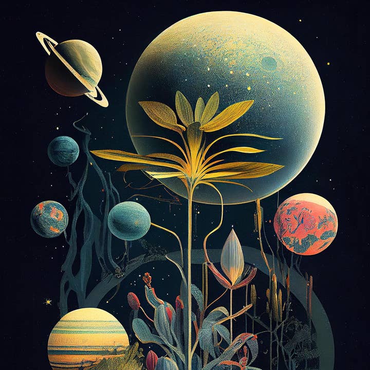 Dikhotomy - Venta al por mayor Ilustración - Faraway botanic space art print