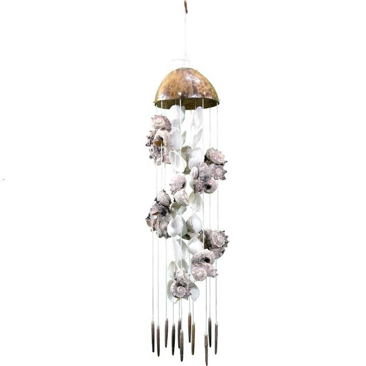 HS Seashells - Wholesale Wind Chime - Ark & Dolphin Snail Chime 5x24"