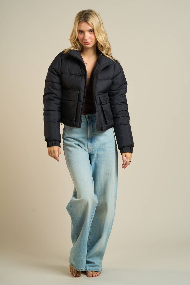 ANWND - Wholesale Puffer Jacket - Women's - 2326-Utility Pocket Puffer Jacket14