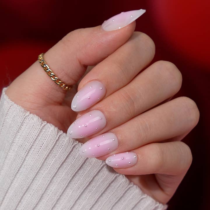 3D Pearl Pink Ombre Almond Nails - Spring Fake Nails Set for wholesale by BTArtboxnails