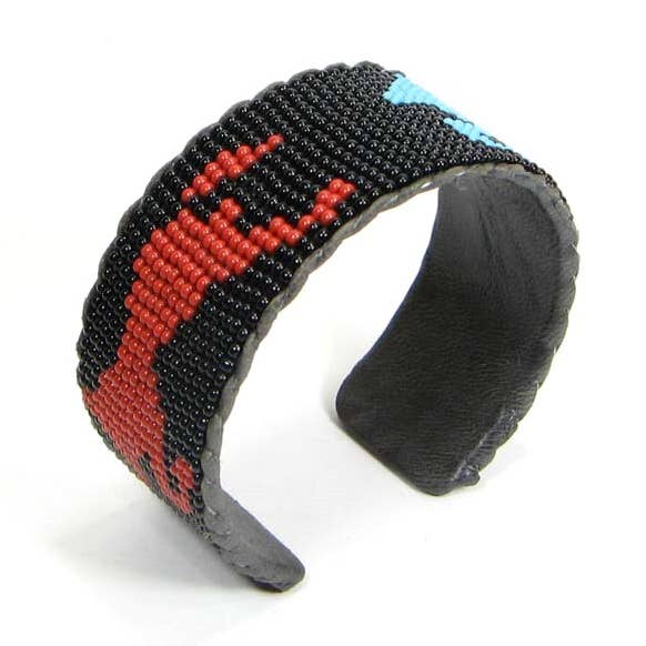 Handmade Beaded Multicolored Horse Hard Cuff Leather Cuff Bracelet for wholesale by BEADS CORNER
