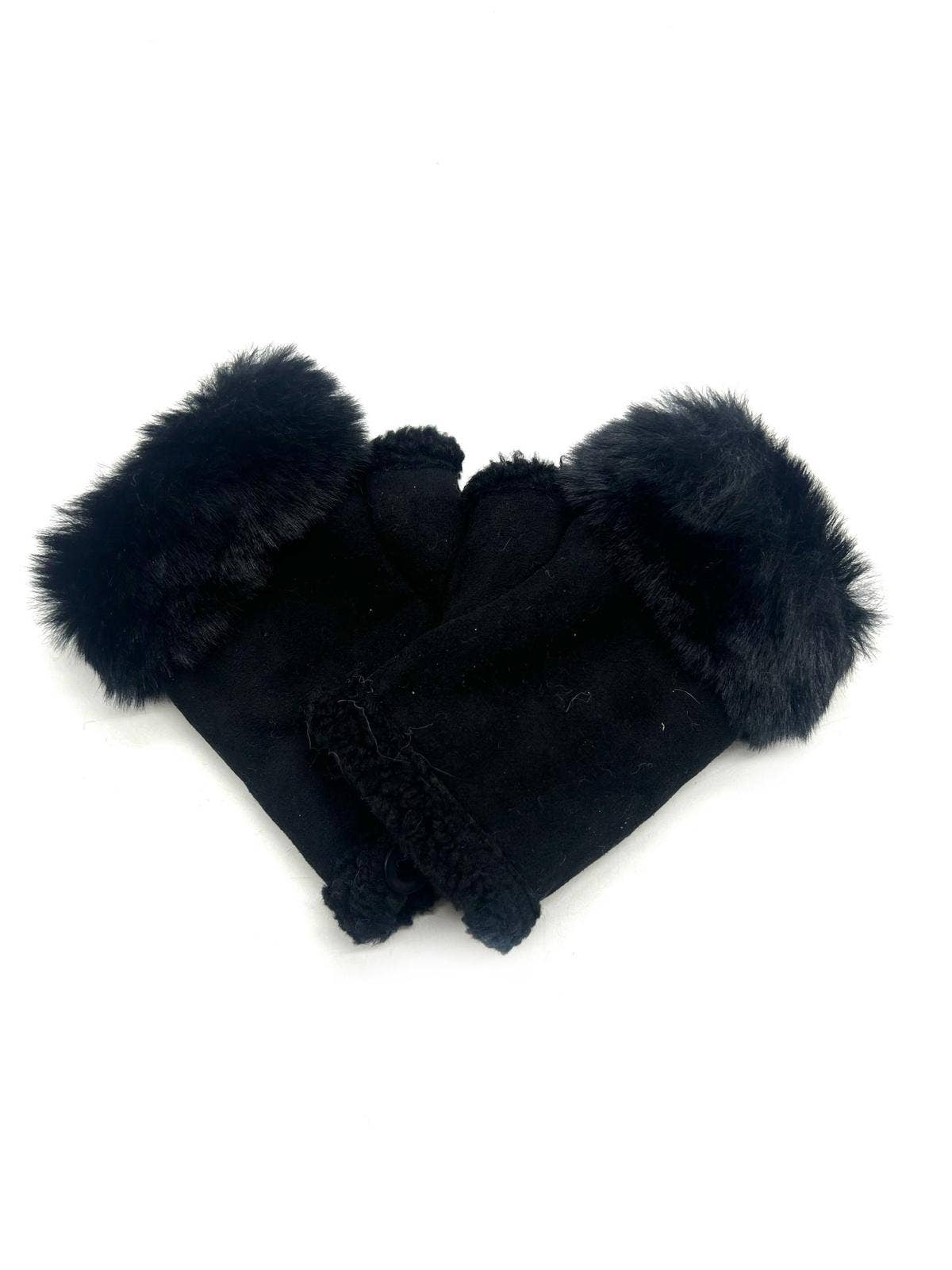 LINETA – Großhandel Handschuhe – Damen – ST-3023 Fäustling mit Wildleder-Effekt und Kunstfell, Pelz2