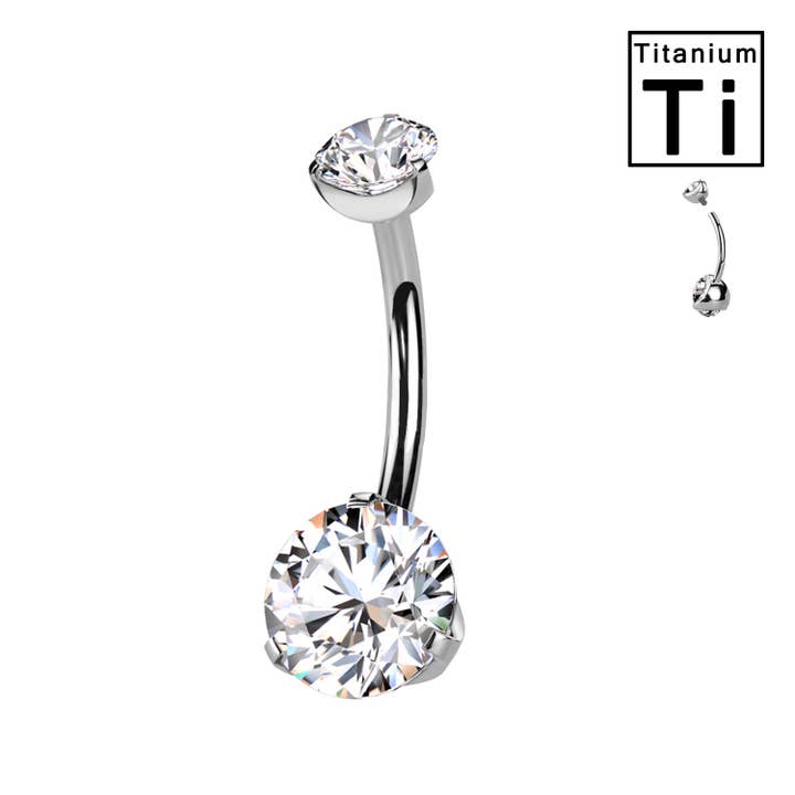 Awaken - Wholesale Belly Ring - Titanium Double Crystal Navel Piercing