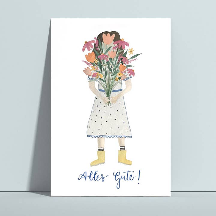 Postcard “All the best”, bouquet of flowers, birthday for wholesale by Hannahs Firlefanz