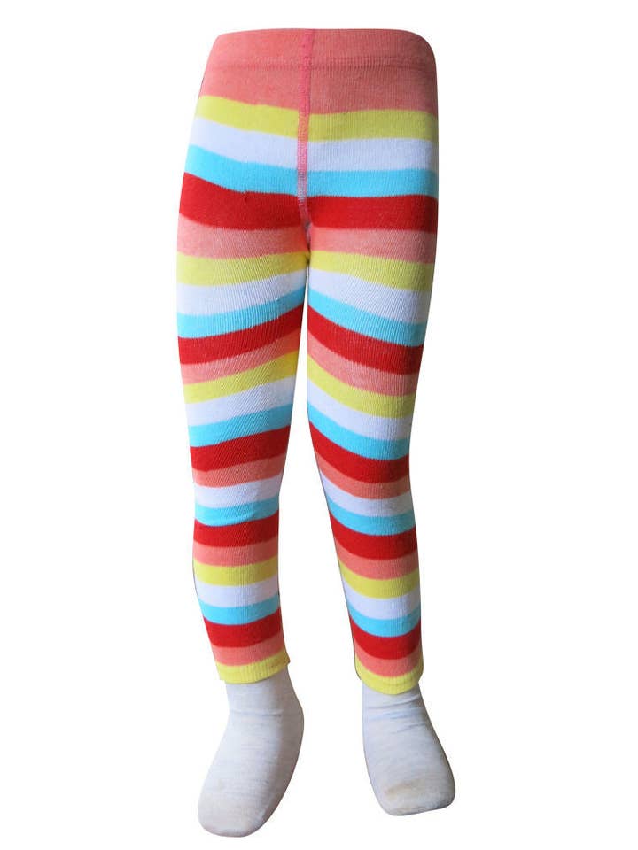 Leggings mit orangefarbenen und blauen Streifen, Größe 12-18 m für den Großhandel von Deezo kids