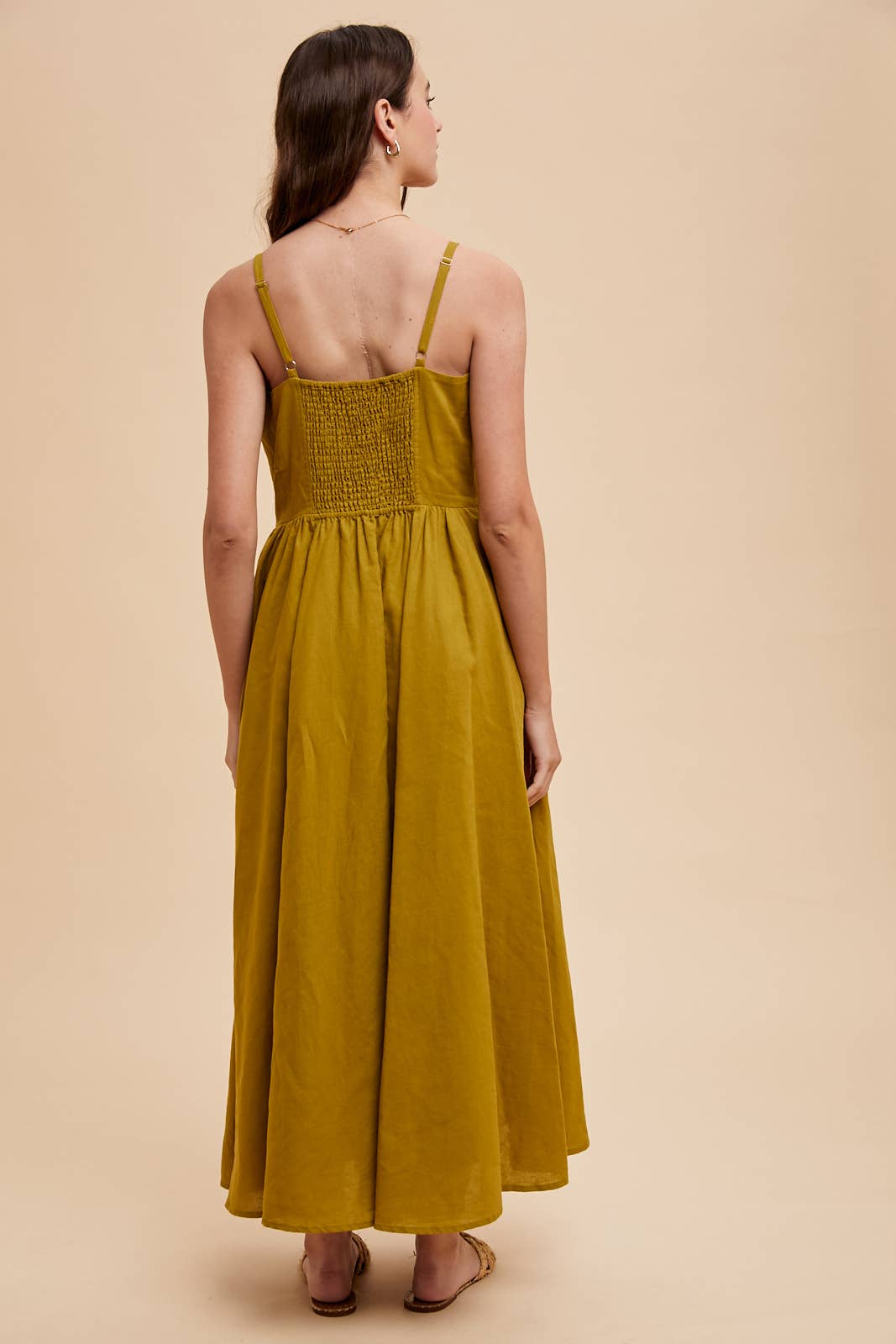 In Loom - Wholesale Dress - Women's - LINEN BLEND BUTTON DRESS8