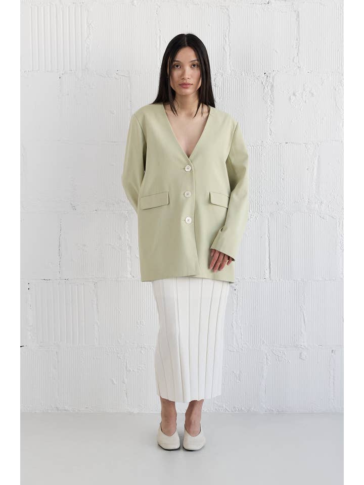 All Row - Wholesale Blazer - Women's - The Eleanor Blazer | Deep V-Neck Oversized Blazer1