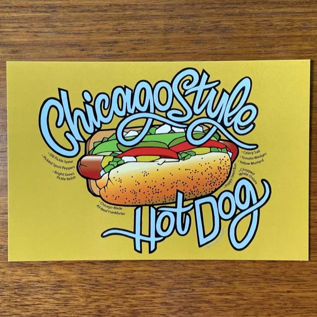 Carte postale de Chicago | Ingrédients du hot-dog pour la vente par Sprouted Scribbles