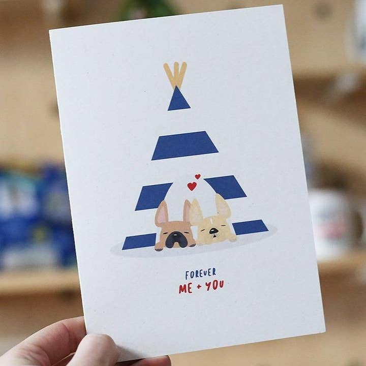 French Bulldog Love – Großhandel Liebeskarte – Teepee Love Grußkarte mit französischer Bulldogge1