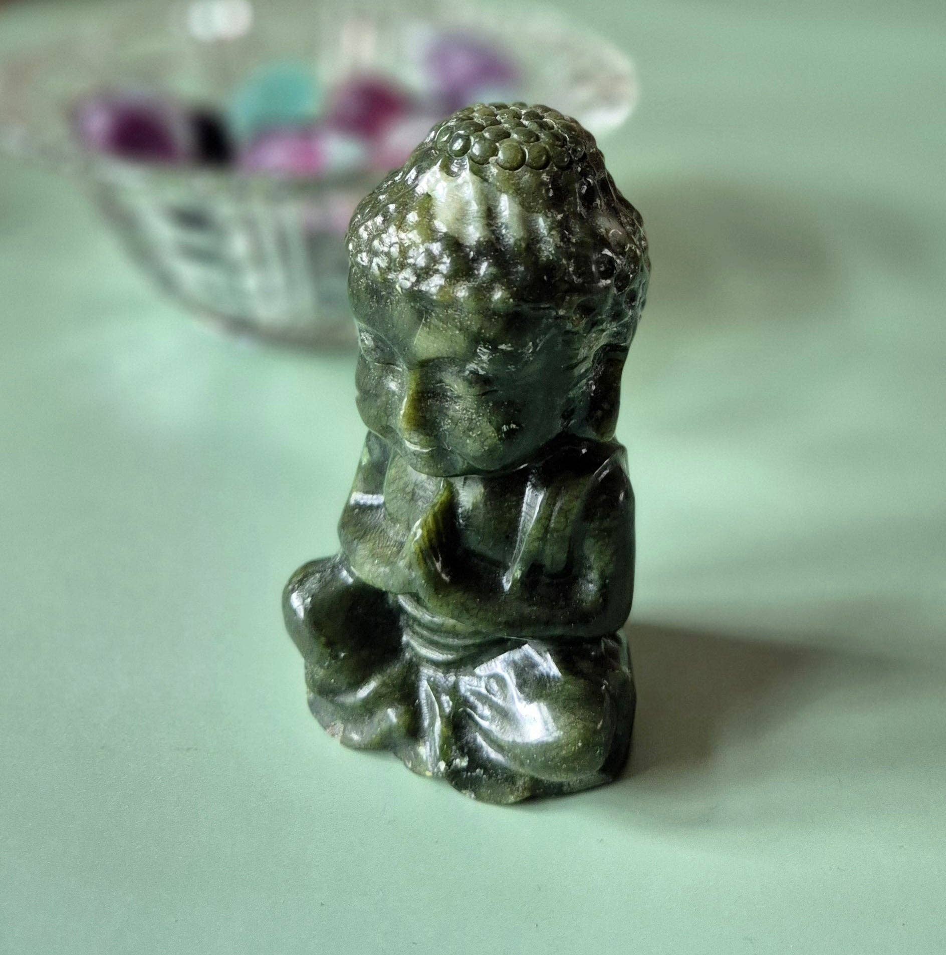 Moonlight Gemstones - Wholesale Spiritual Stone/Crystal - Nephrite Jade Buddha Crystal Carving 10cm3