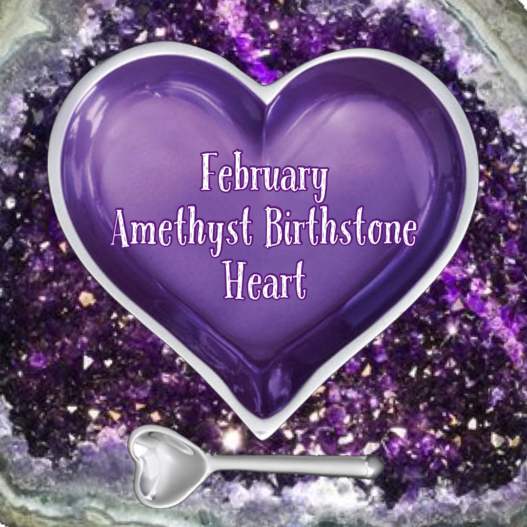 Inspired Generations - Wholesale Decorative Tabletop Object - February Amethyst Purple Birthstone Heart with Heart Spoon3