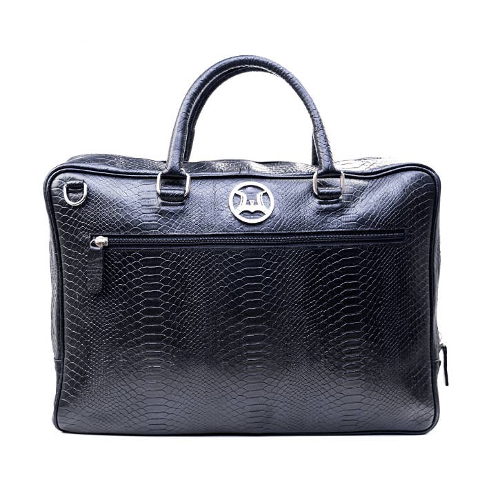 Maxi laptoptas zwart met slangenprint voor wholesale door Winston Luxury Leather