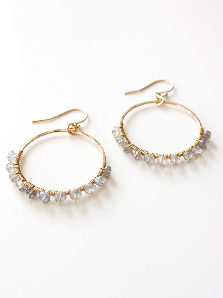 Sunrise Gemstone Hoops | Medium 1.25" for wholesale by Pure Indigo Design