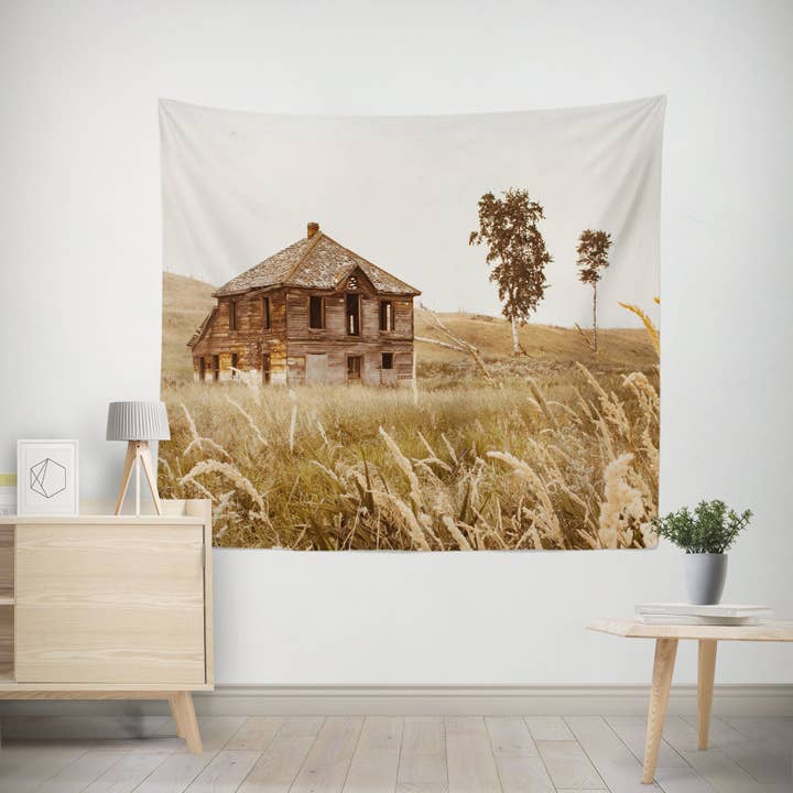 Tapiz de pared rústico con diseño de granja, casa rural para venta al por mayor de lostkatphoto
