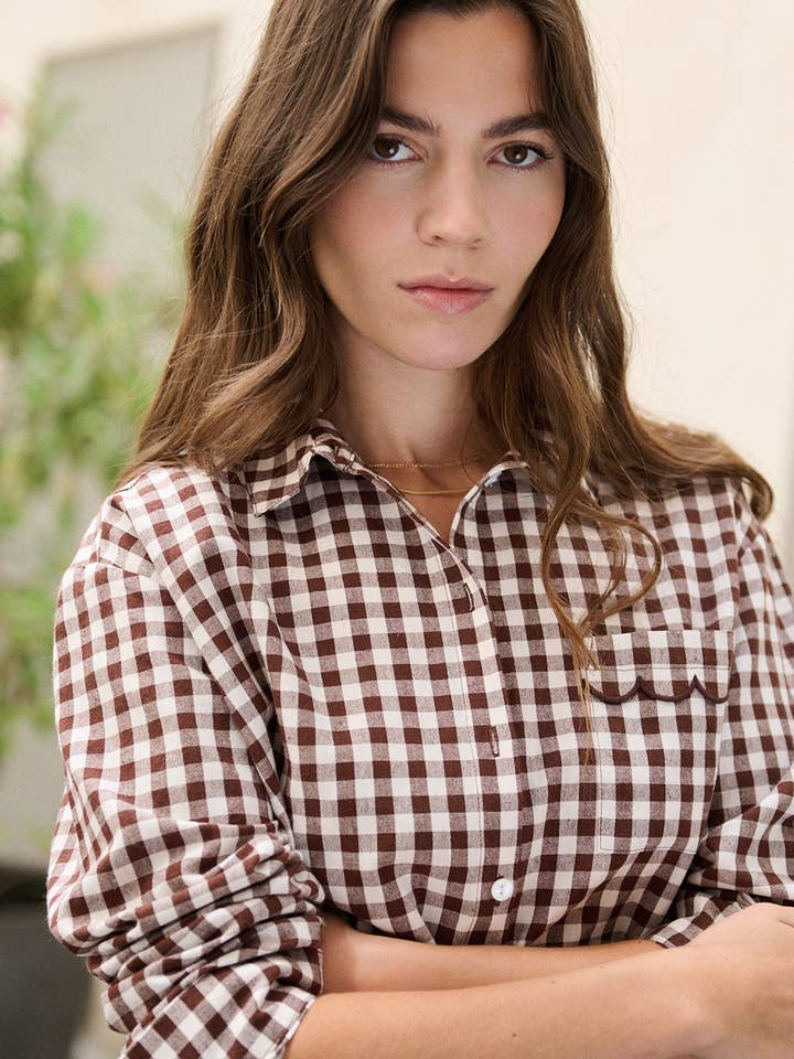 Nathael Paris - Wholesale Shirt - Women's - Loose-fit gingham print cotton shirt6