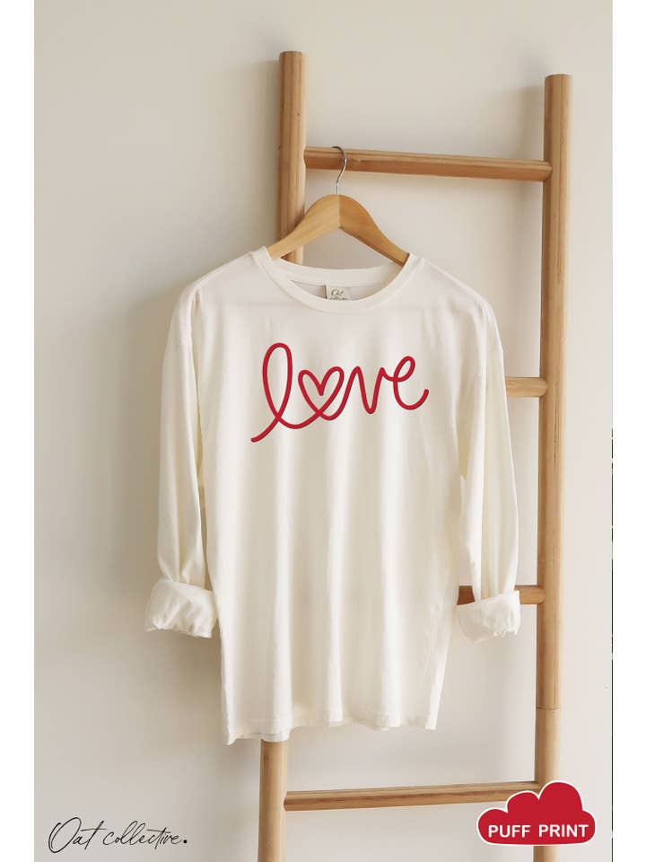 OAT COLLECTIVE - Wholesale Screen Printed T-Shirt - Women's - LOVE PUFF Mineral Washed Long Sleeve Graphic14