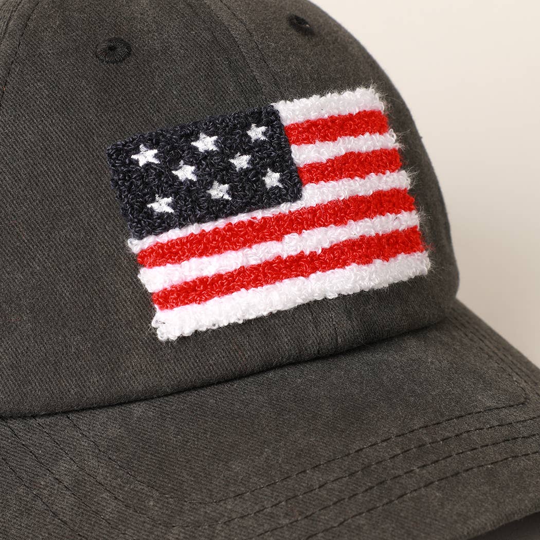 Fashion City - Wholesale Baseball Cap - Women's - American Flag Chenille Patch Baseball Cap11