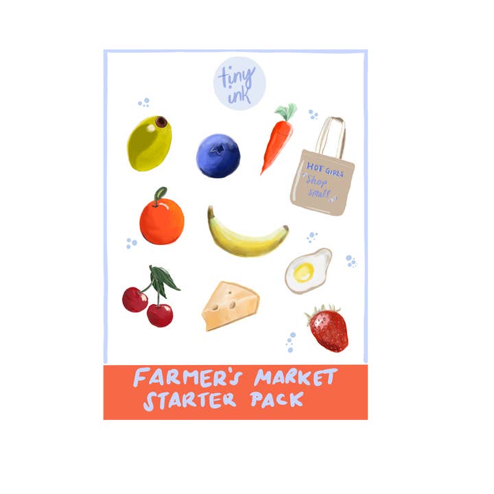 Farmer's Market Starter Pack Sticker Sheet for wholesale by Tiny Ink Boston