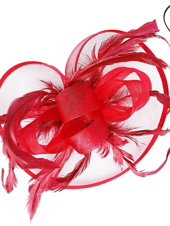 Pince à serre-tête Fascinator en maille à ruban 2718RD pour la vente par anbfashion