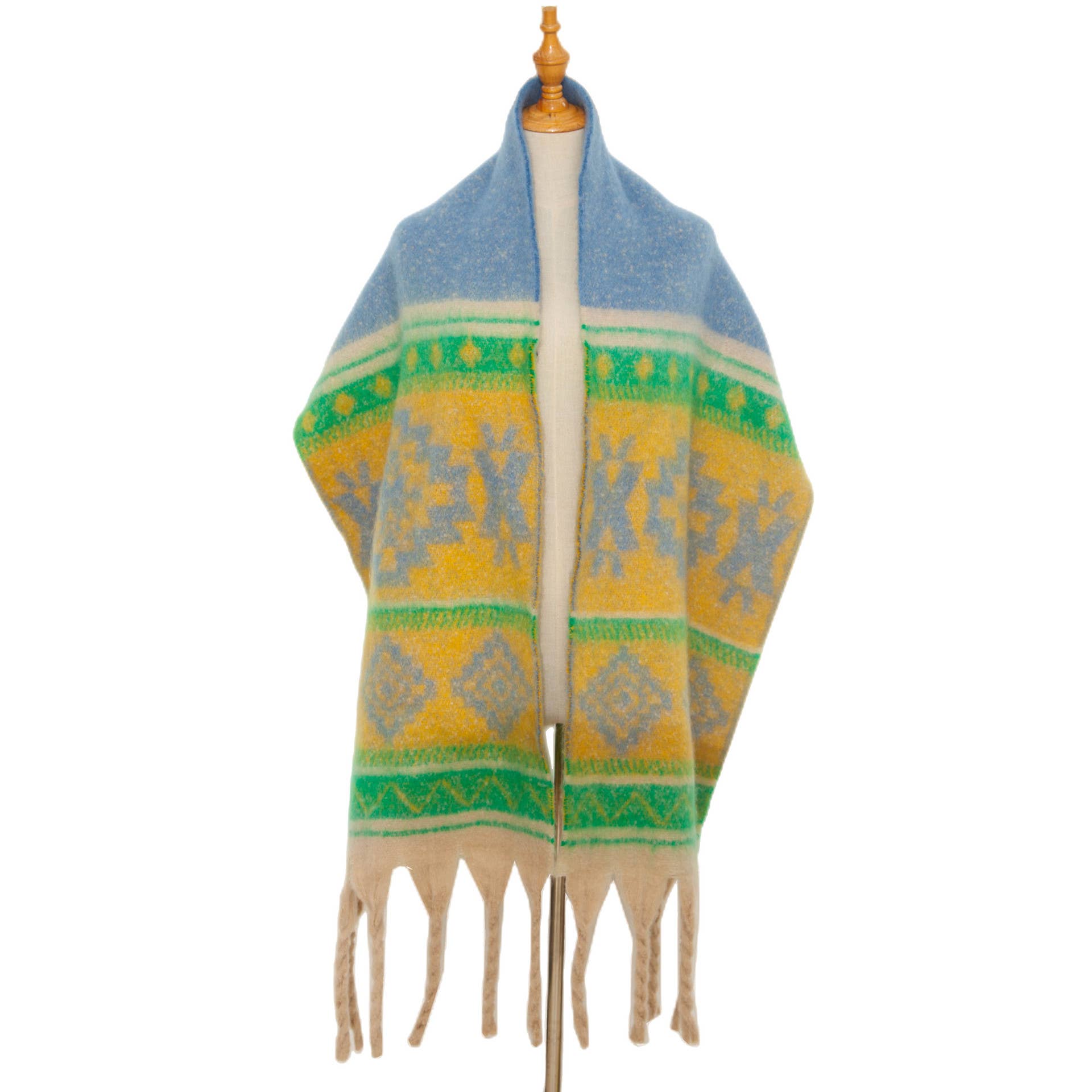 Adorro - Wholesale Scarf - Women's - Soft Chunky Western Fleece Scarf With Tassel (8 colors)11