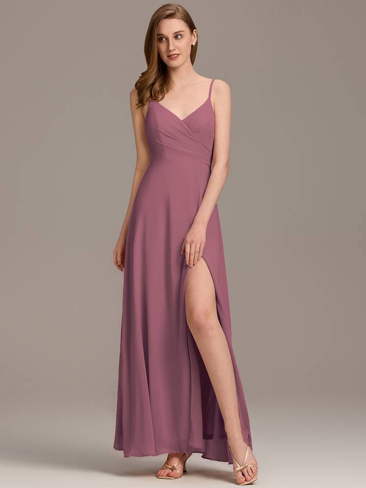 Ever-Pretty – Vestido comprido - Mulher por atacado – Alças Esparguete Elegantes Vestido Chiffon Bridesmaid26
