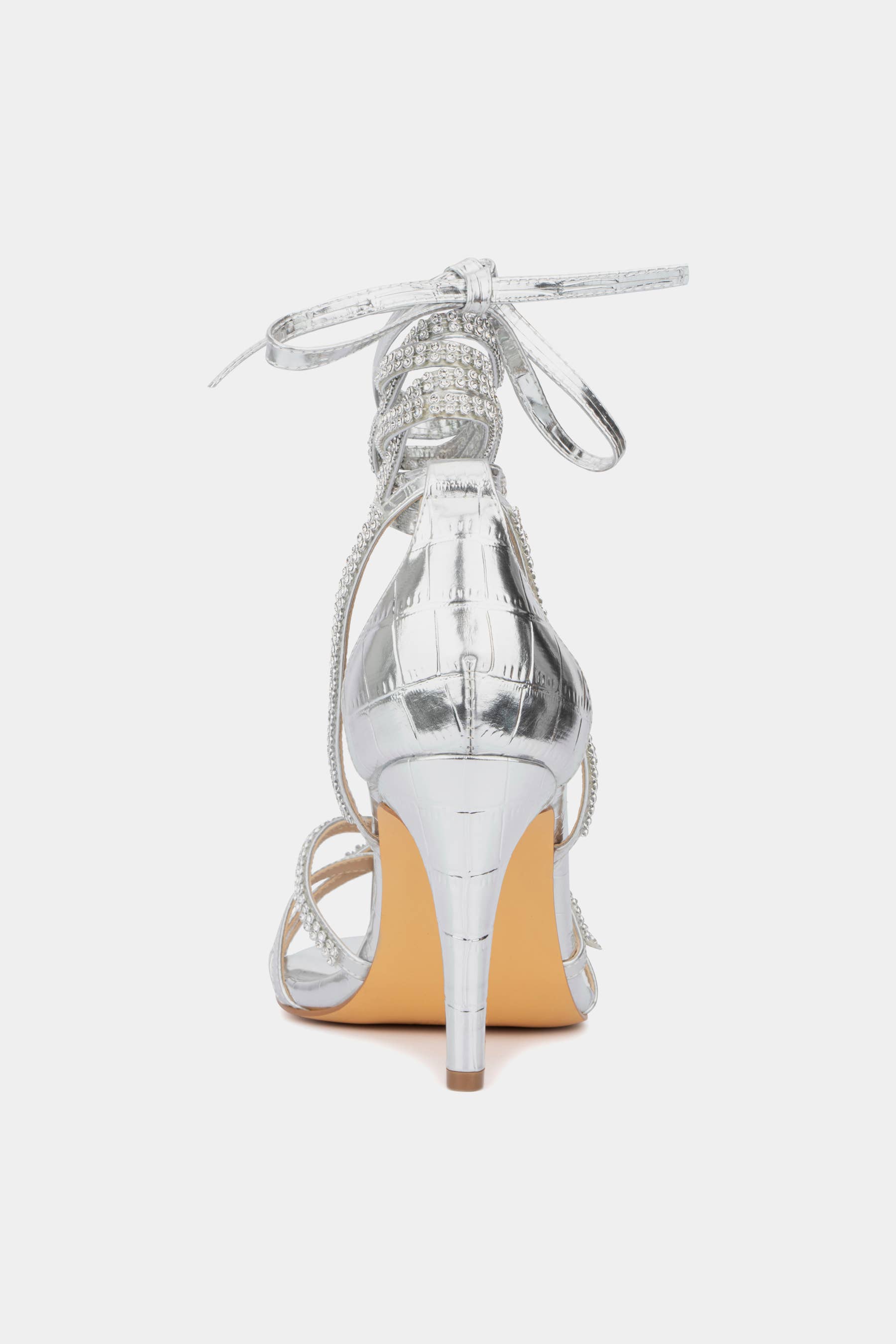 SILVER Fashion To Figure Women's Gem Strap  Heels - Wide Width for wholesale on Faire2