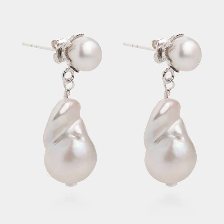 Baroque Pearl Earrings Sterling Silver for wholesale by Nakula Jewelry